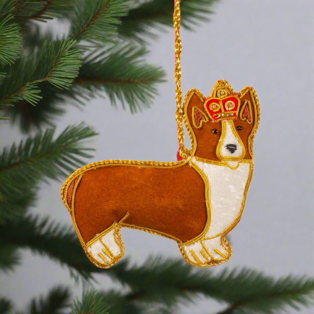 Standing corgi with crown Christmas decoration - Army Benevolent Fund