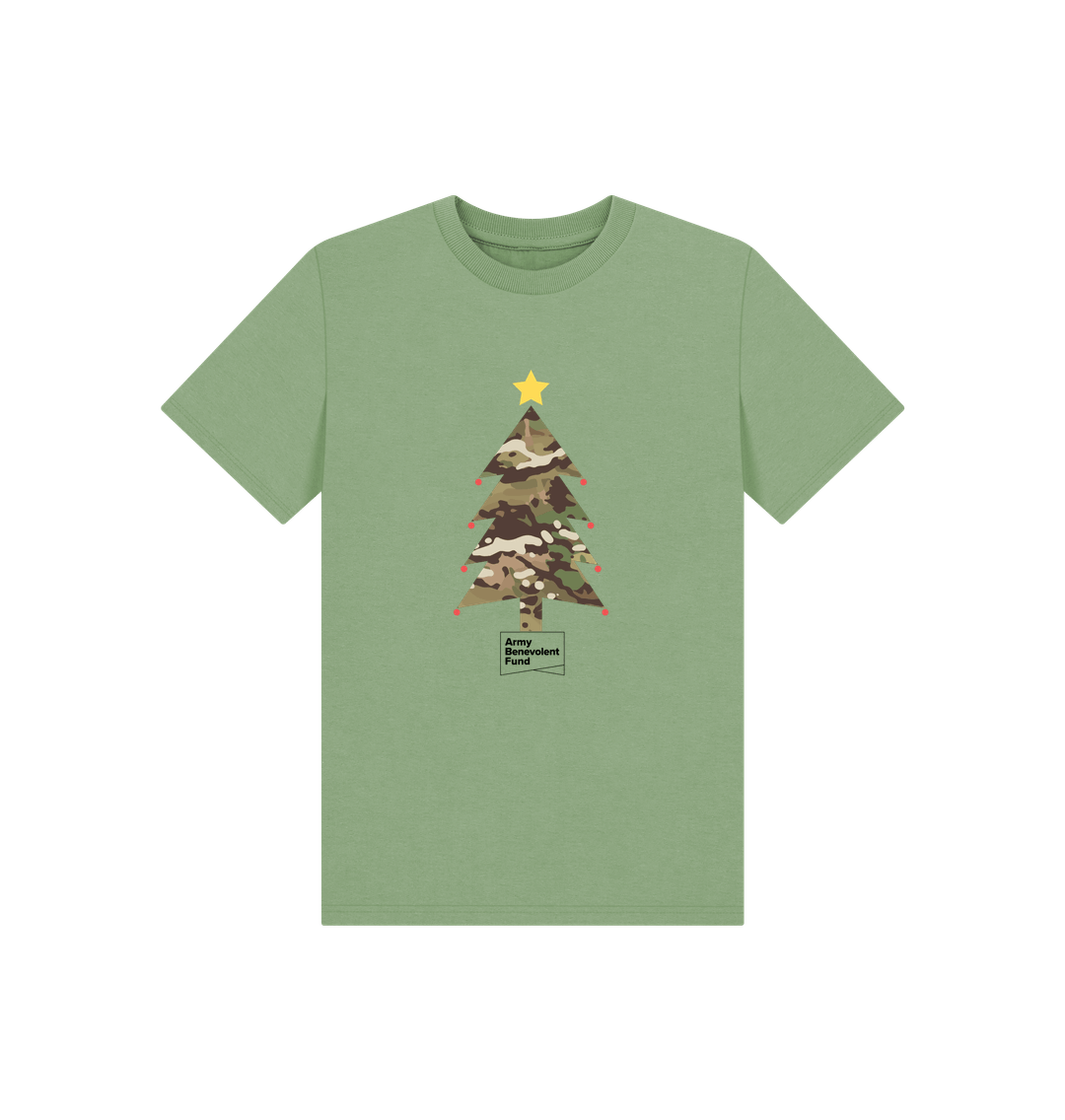 Sage Kids camouflage Christmas tree T-shirt