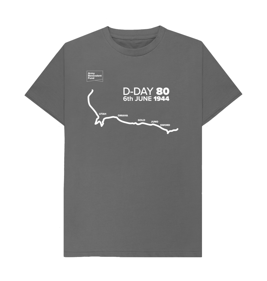 Slate Grey D-Day 80 map T-shirt