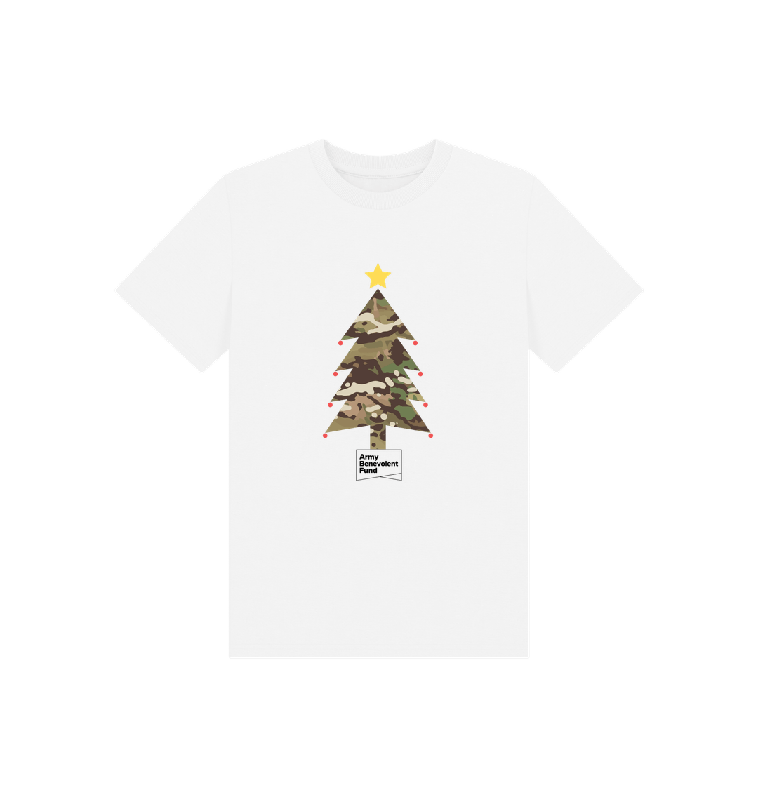 White Kids camouflage Christmas tree T-shirt