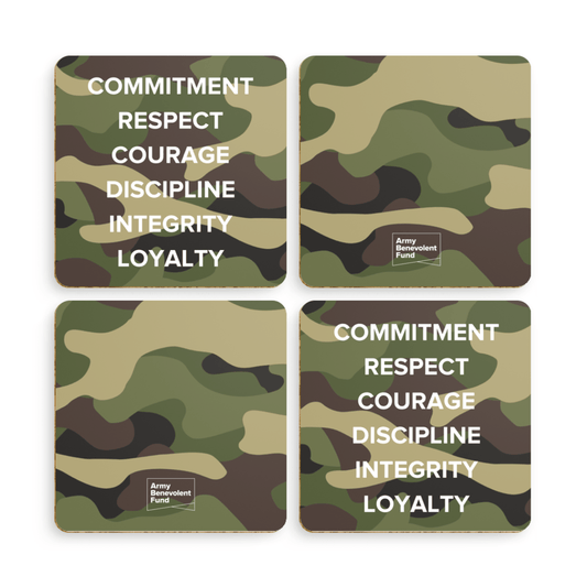 Army values camouflage coasters pack of 4 - Army Benevolent Fund