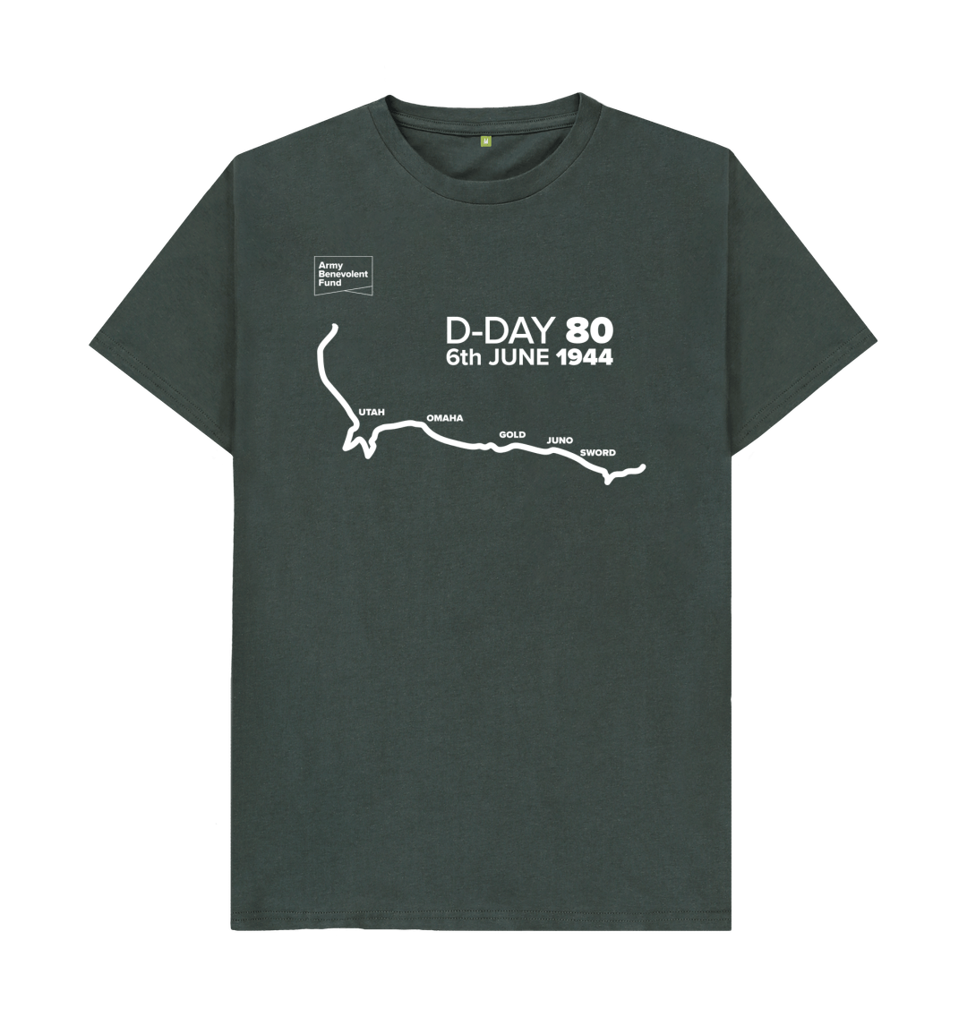Dark Grey D-Day 80 map T-shirt