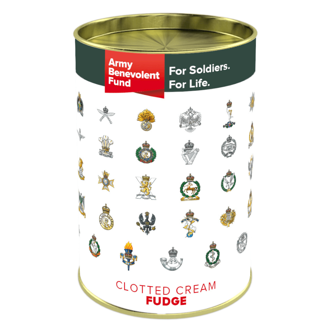 Cap badge clotted cream fudge tin - Army Benevolent Fund