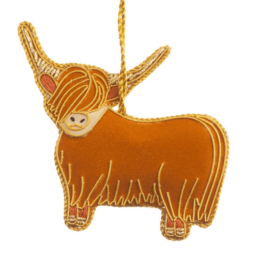 Embroidered highland cow Christmas decoration - Army Benevolent Fund