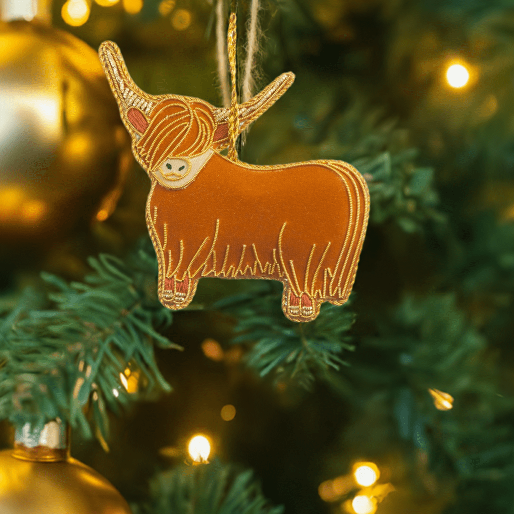 Embroidered highland cow Christmas decoration - Army Benevolent Fund