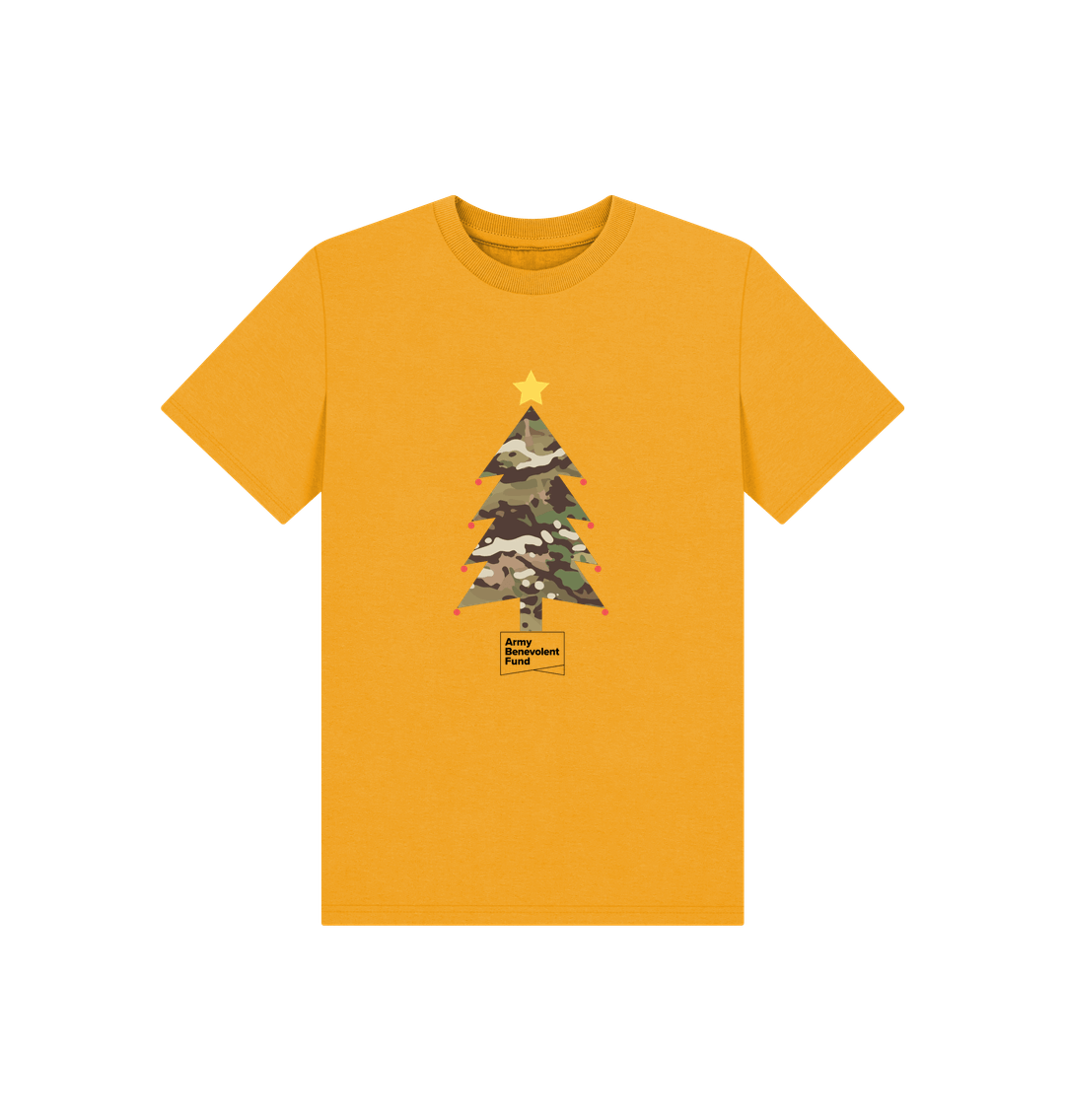 Mustard Kids camouflage Christmas tree T-shirt