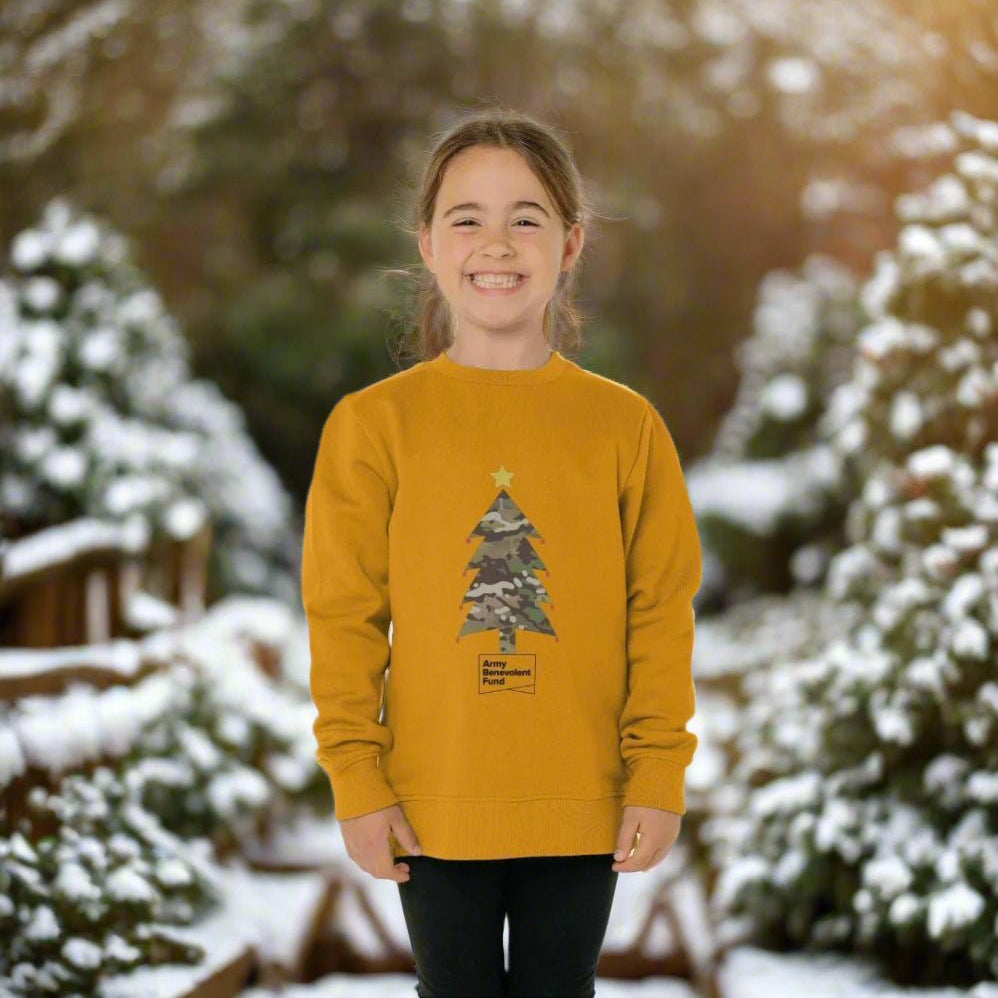 Kids camouflage Christmas tree jumper - Army Benevolent Fund