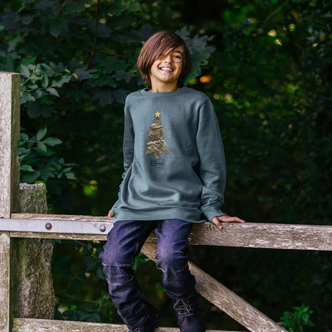 Kids camouflage Christmas tree jumper - Army Benevolent Fund