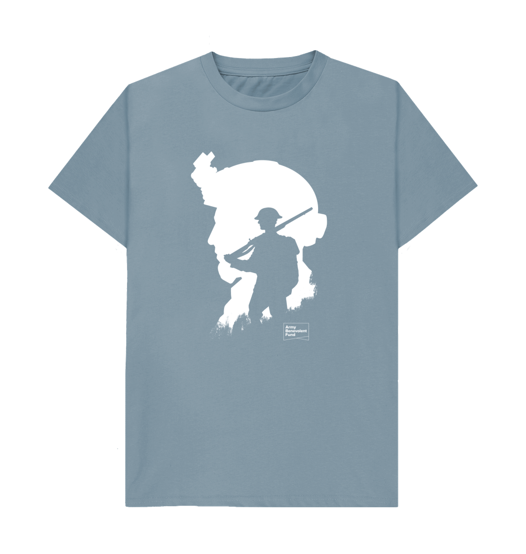 Stone Blue Soldier Silhouette Organic T-shirt.