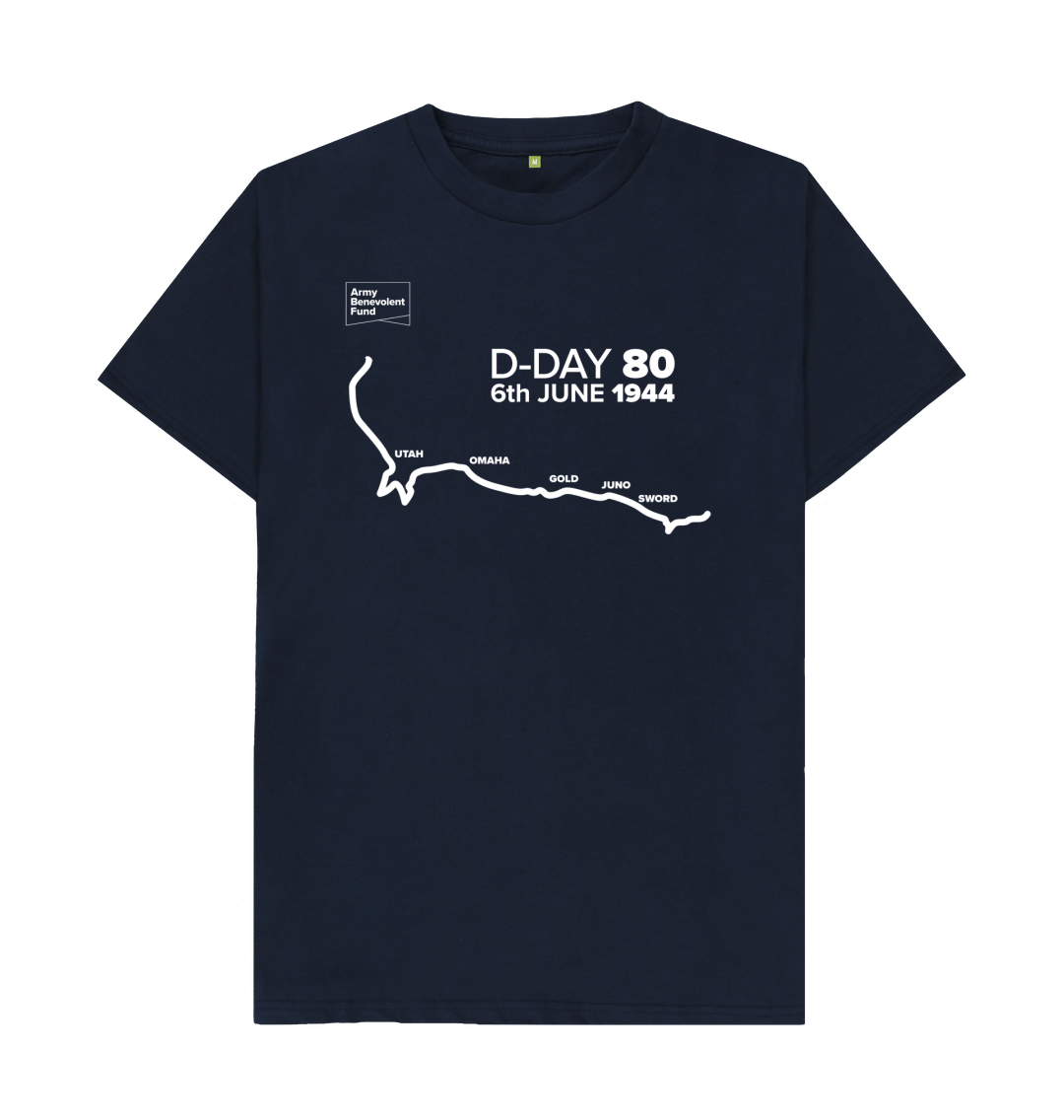 Navy Blue D-Day 80 map T-shirt