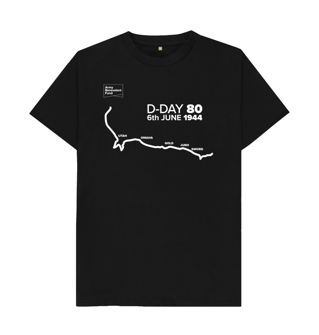 Black D-Day 80 map T-shirt