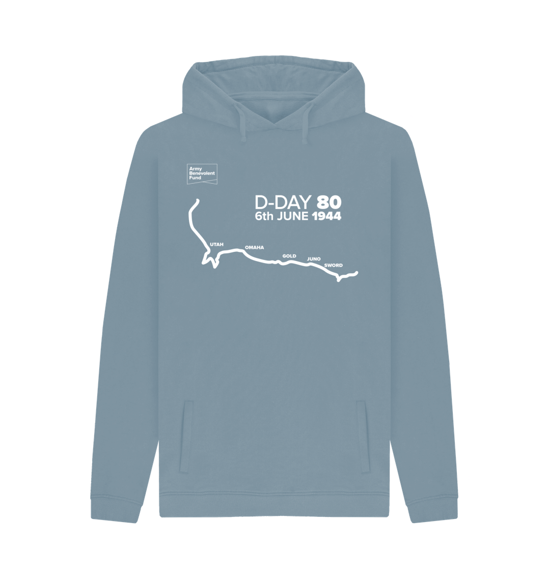 Stone Blue D-Day 80 map unisex hoodie
