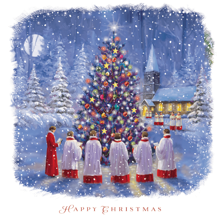 Carols by the tree - Twin pack of 10 Christmas Cards - ABF The Soldiers' Charity Shop